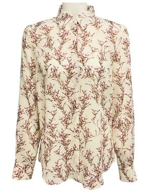 GABRIELA HEARST IVORY MULTI HENRI FLORAL PRINT WOOL GAUZE BLOUSE